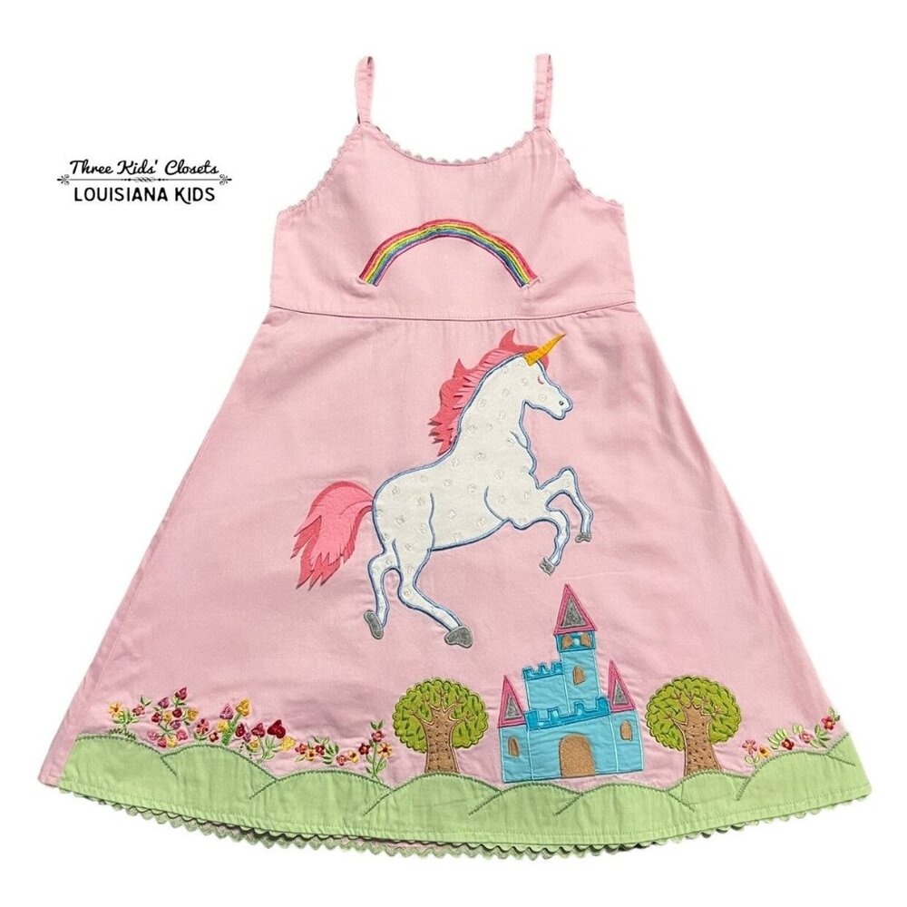 Cotton Kids Boutique 2T Fairytale Unicorn Rainbow Appliqué Dress